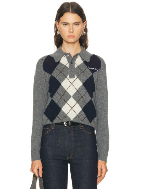 Sporty & Rich Serif Logo Cashmere Polo Sweater