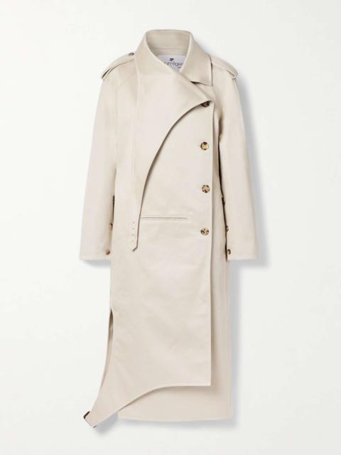 Asymmetric cotton-gabardine trench coat