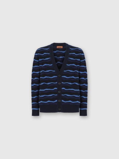 Missoni Cardigan in Pure Wool with Wave Stitch