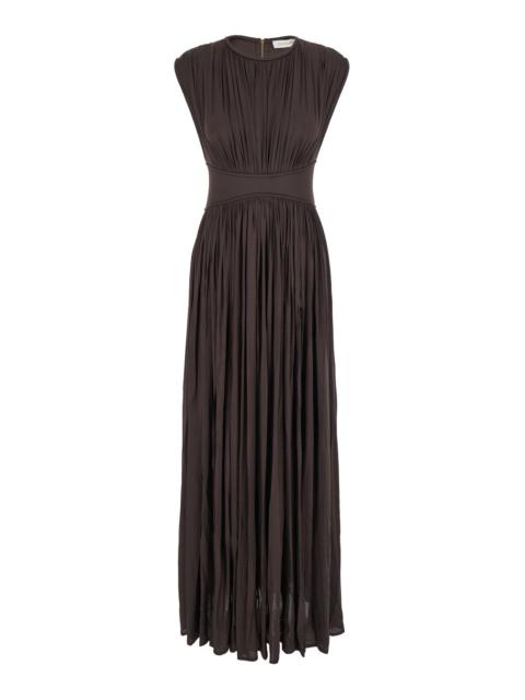 Zimmermann Zimmermann Women 'Illuminate' Brown Long Dress With Gathered Neckline And Waist And Front Single Spl