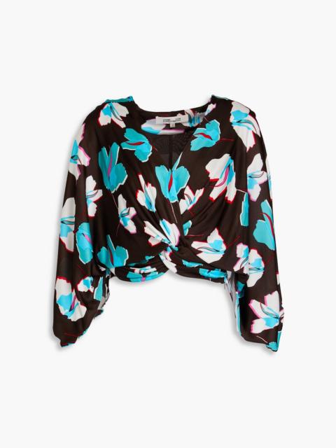 DIANE VON FURSTENBERG Fran cropped floral-print jersey top