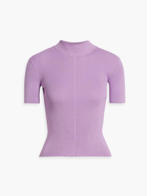 Oscar de la Renta Ribbed silk-blend turtleneck top