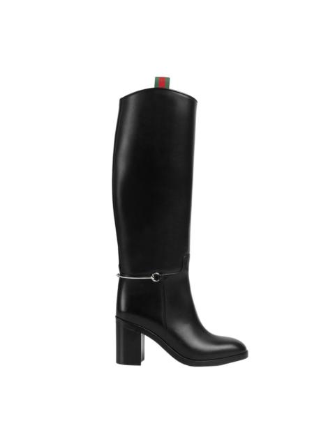 GUCCI GUCCI $2600 Black Slim Horsebit Boots New & Authentic (Women