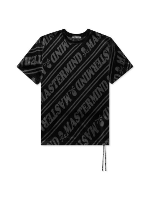 MASTERMIND WORLD MASTERMIND WORLD VELOUR DIAGONAL T-SHIRT - BLACK X CHARCOAL