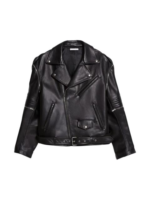 Helmut Lang BELTED LEATHER BIKER JACKET