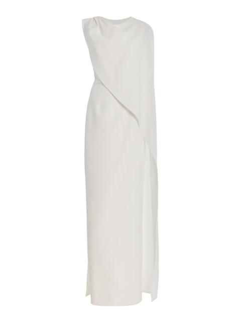 CAROLINA HERRERA One-Shoulder Stretch-Crepe Gown white