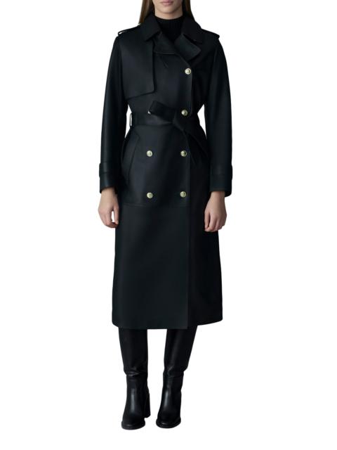 MACKAGE Mackage Gael-V Double Breasted Lambskin Leather Trench Coat in Black-Gold at Nordstrom