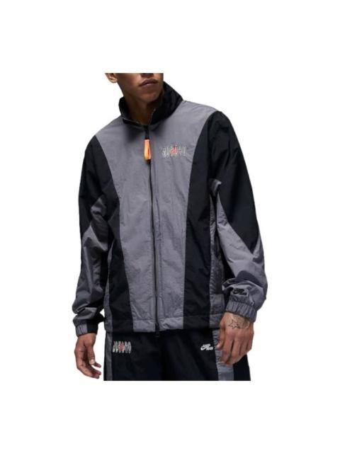 Jordan Air Jordan Colorblock Embroidered Zipper Jacket Men's Gray Black DQ8034-014