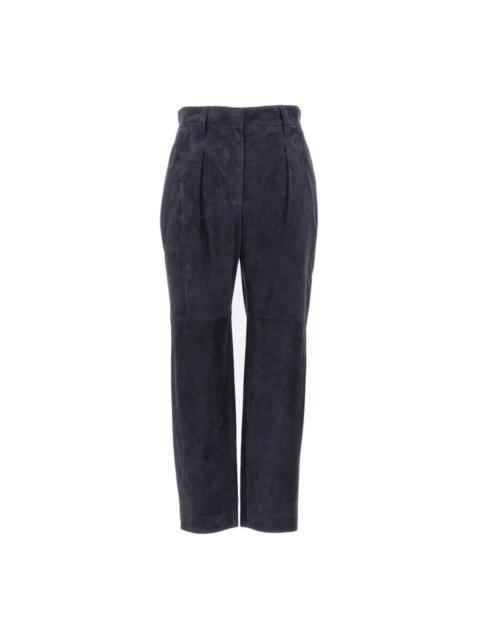 Brunello Cucinelli Brunello Cucinelli Women'S Dark Blue Suede Trousers