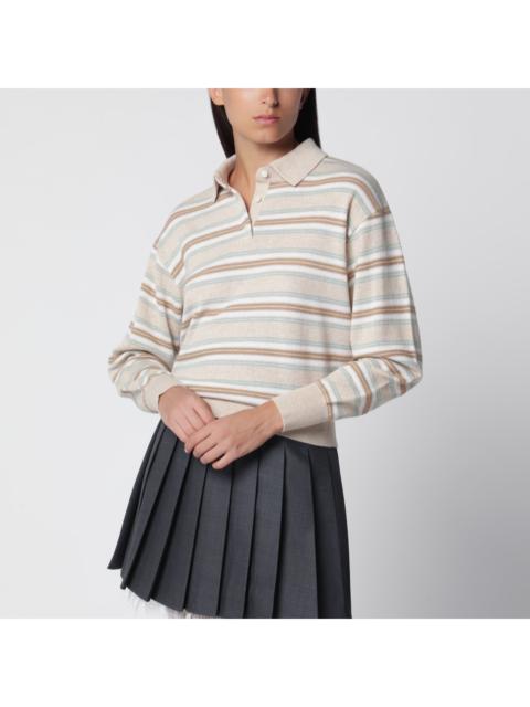 GUEST IN RESIDENCE Guest In Residence Collegiate Stripe Polo Sweater Sandstone Women