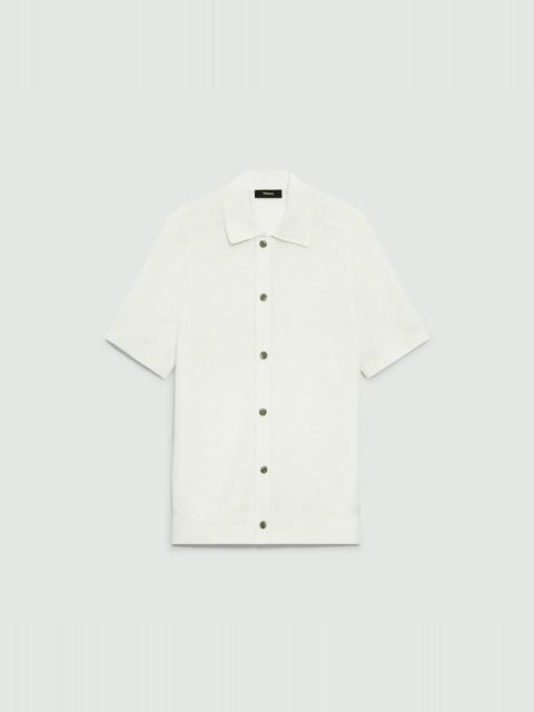 Theory Short-Sleeve Button-Up Shirt in Pacific Linen