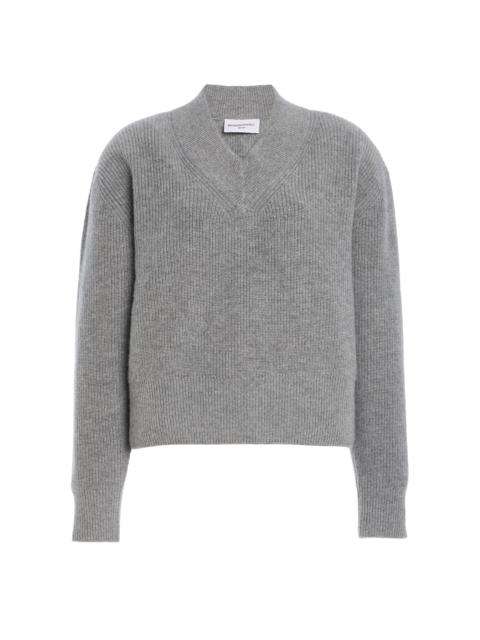 BRANDON MAXWELL The Maris  Ribbed Cashmere Sweater grey