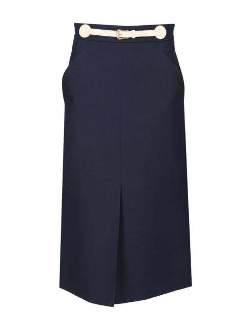 Valentino Skirt - With Leather Details | Solid | Crepe Couture Skirts Blue