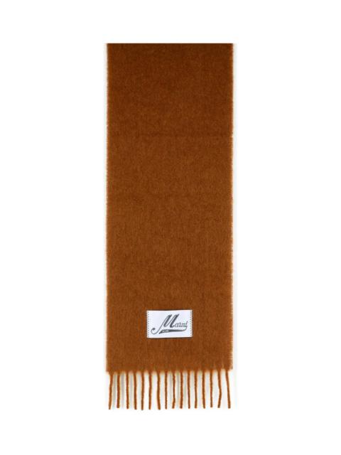 Marni Brown Brushed Alpaca Blend Scarf With Fringes