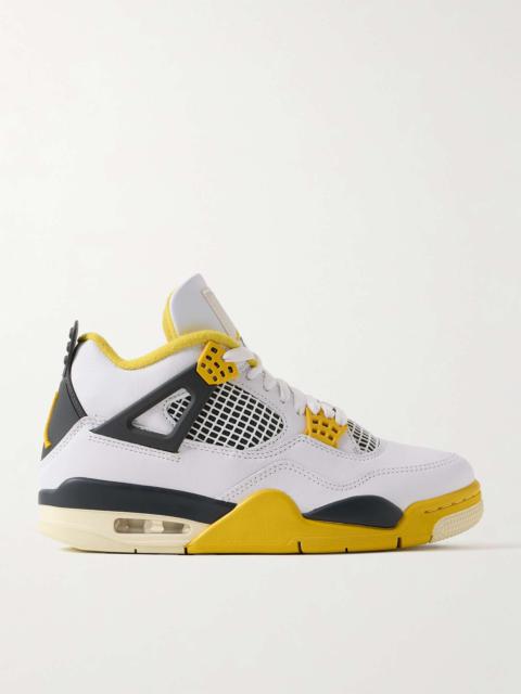 Air Jordan 4 Retro rubber and mesh-trimmed leather high-top sneakers White
