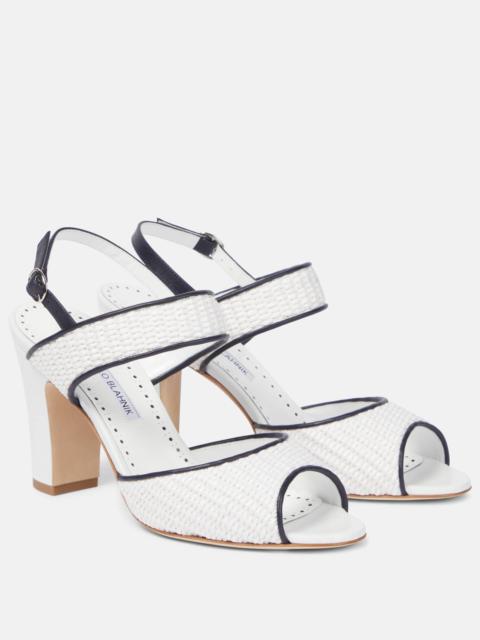Manolo Blahnik Khiko 90 raffia slingback sandals