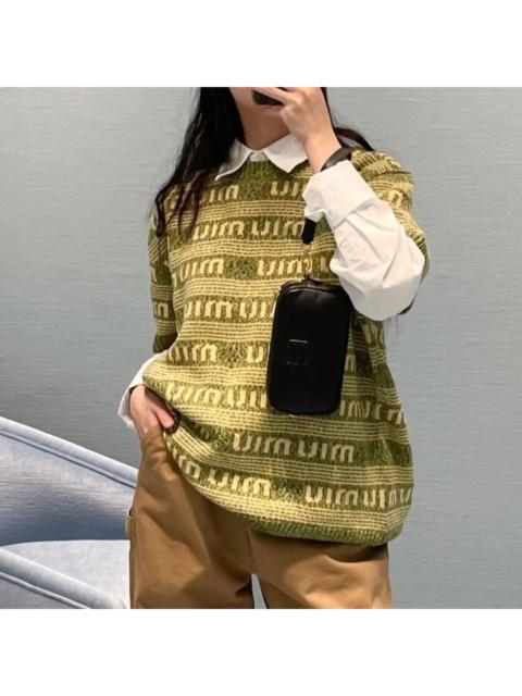 Miu Miu Miu Miu avocado green knitted short-sleeved sweater