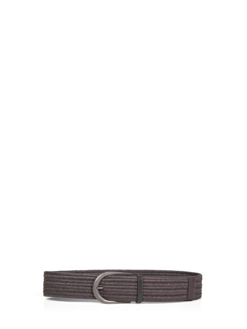 Brunello Cucinelli Brunello Cucinelli Women Dark Brown Linen Shiny Loop Braided Belt