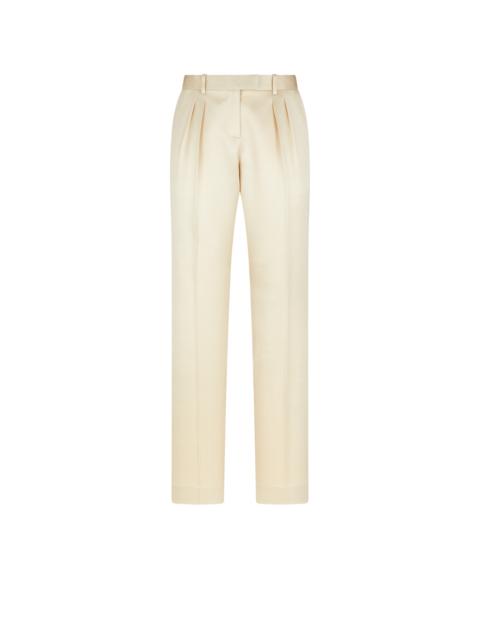 TOM FORD SILK AND WOOL TWILL TAILORED PLEATED PANTS