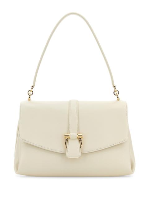 FERRAGAMO Ivory leather shoulder bag