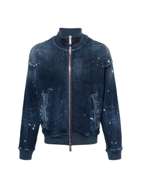 logo-print denim bomber