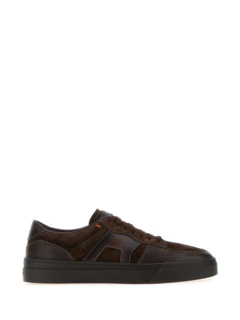 Santoni Santoni Men Brown Leather And Suede Dbs-Sport  Sneakers