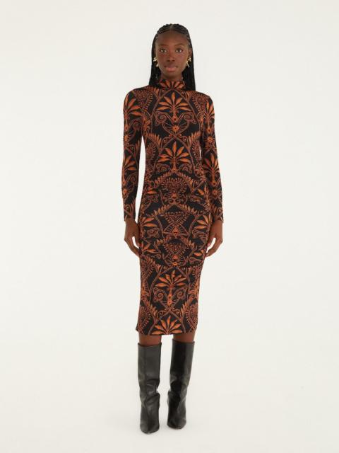 FARM RIO Black Cornely Ainika Jersey Midi Dress