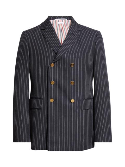 Thom Browne Thom Browne Fit 1 Pinstripe Double Breasted Wool Sport Coat in Navy at Nordstrom