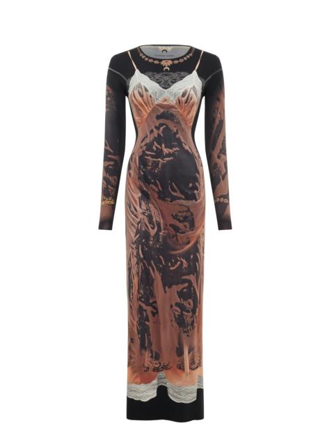 Marine Serre Wet Nuisette Printed Jersey Ls Long DreSS