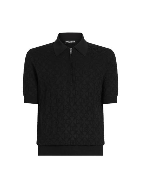 logo-jacquard polo shirt