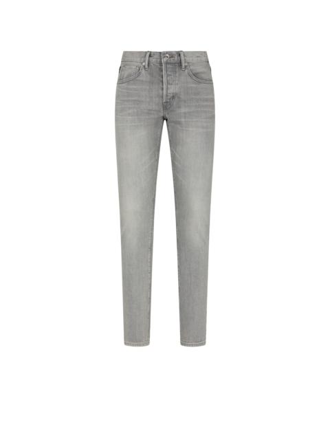 TOM FORD GREY STRETCH SLIM FIT SELVEDGE DENIM
