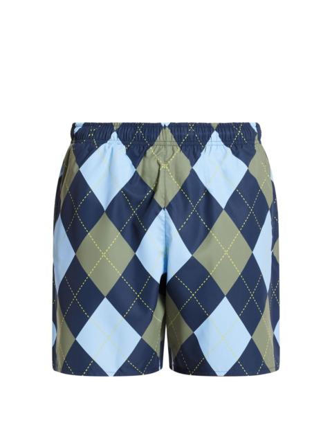 argyle-print swim shorts