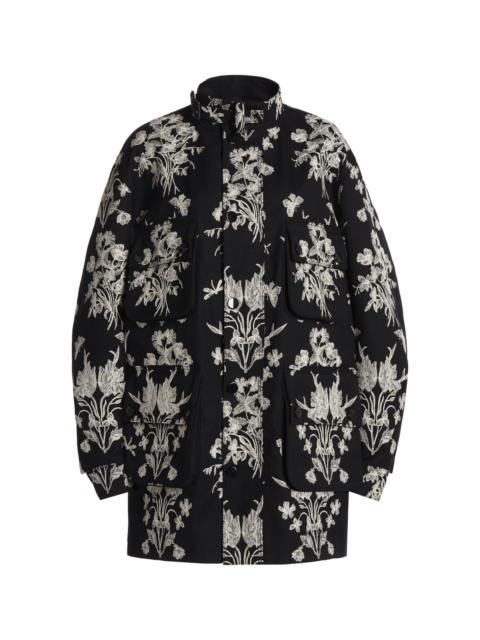 GIAMBATTISTA VALLI Embroidered Gabardine Parka black