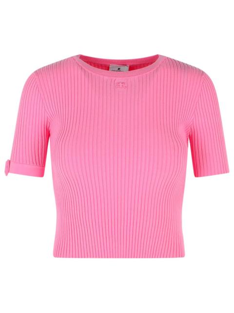 courrèges Courreges Pink Viscose Blend T-Shirt Women