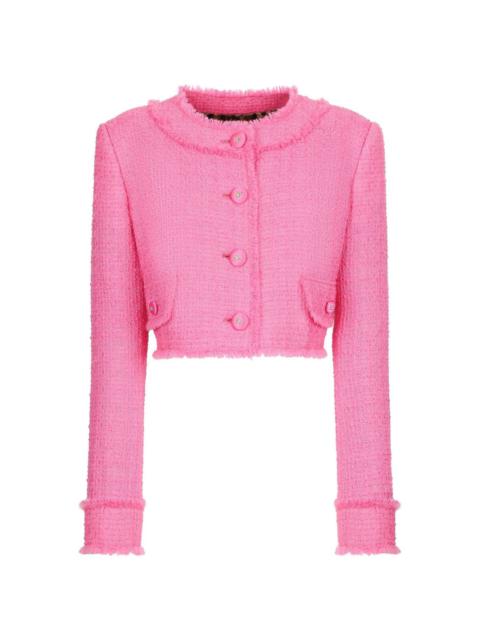Dolce & Gabbana round-neck cropped tweed jacket