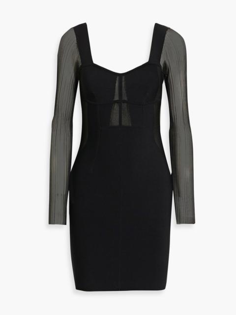 Other Designers Plissé tulle-paneled bandage mini dress