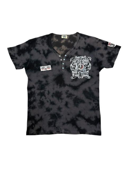 Other Designers Vintage - Lock Heaven black tie dye ribbed v-neck tshirt with graphic