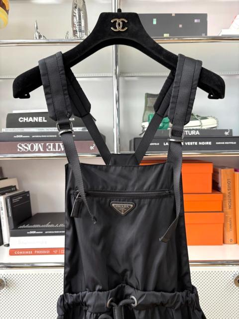 Prada Prada black nylon triangle logo suspender dress