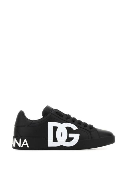 Dolce & Gabbana Man Black Nappa Leather Portofino Sneakers