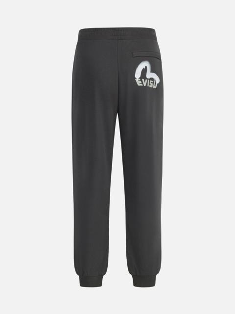 EVISU Spray-dyed Seagull and Logo Print Straight Fit Sweatpants