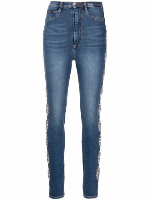 PHILIPP PLEIN crystal-cable high-waist jeggings