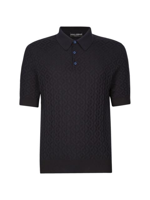 Dolce & Gabbana geometric-pattern knit polo shirt