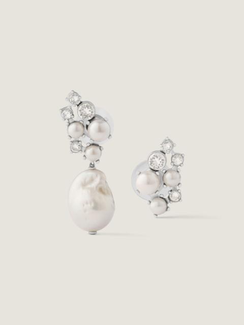 Givenchy CRYSTAL PEARL ASYMMETRIC EARRINGS IN METAL, CRYSTALS AND PEARLS