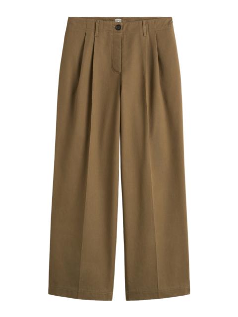 TOTEME Pleated Cotton Twill Wide-Leg Pants tan