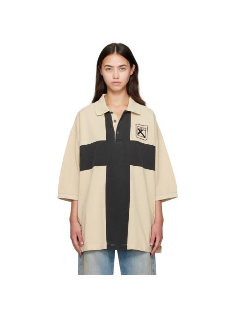 032c Beige Fainting Cross Oversized Polo