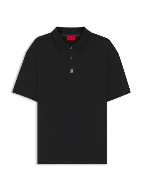 HUGO INTERLOCK-COTTON POLO SHIRT WITH STACKED LOGO