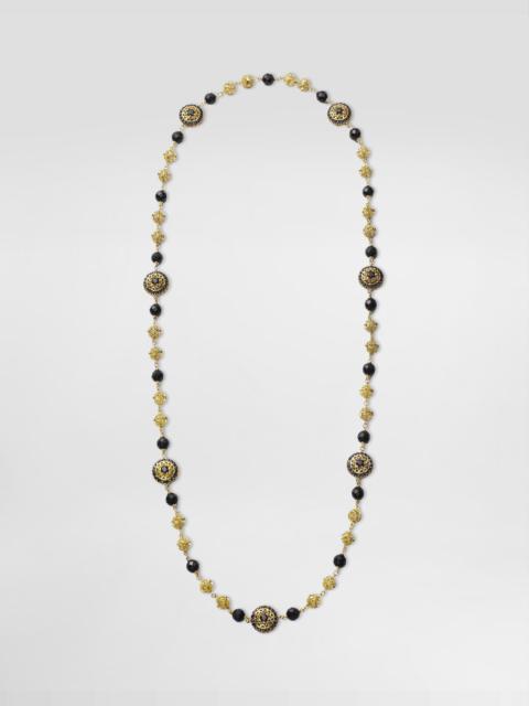 Dolce & Gabbana Sicily Necklace 18-carat yellow gold, black sapphires and black jade