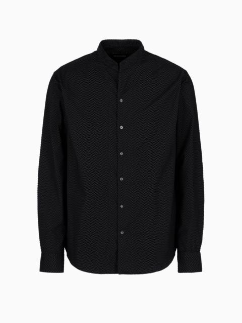 EMPORIO ARMANI Stretch sateen-cotton shirt with guru collar