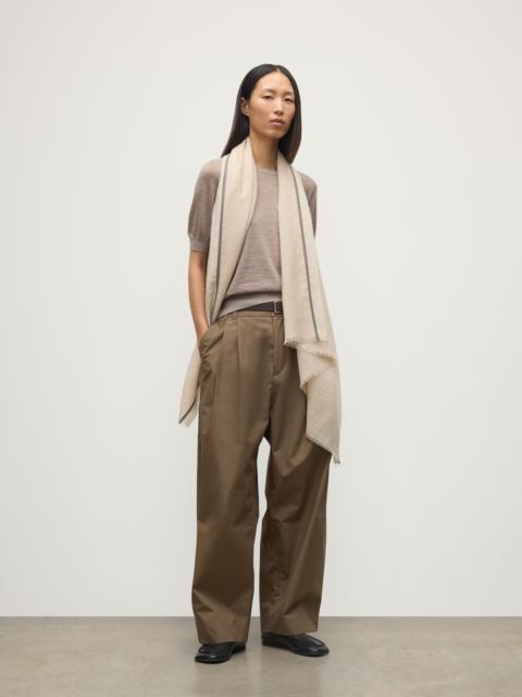 Johnstons of Elgin Ives Natural Chevron Border Cashmere Scarf