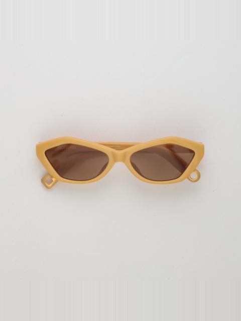 LINDA FARROW Bambino Angular Sunglasses in Banana